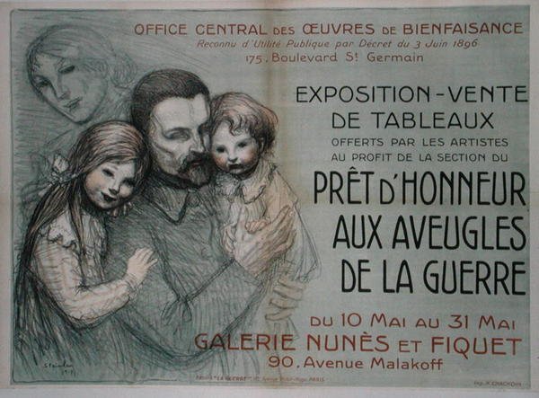 Plakatwerbung für einen Kunstverkauf zugunsten blinder Soldaten von Théophile Alexandre Steinlen