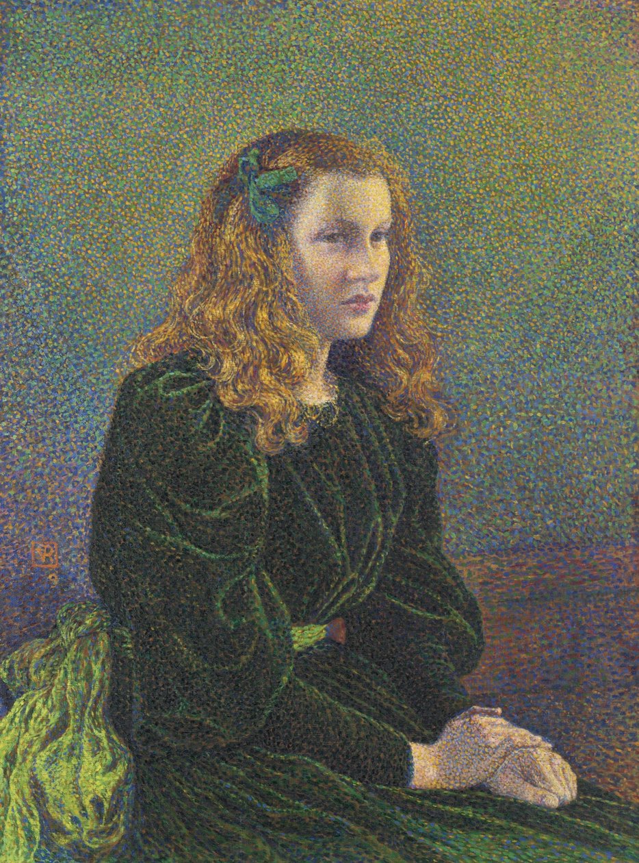 Junge Frau im grünen Kleid Germaine Maréchal von Théo van Rysselberghe