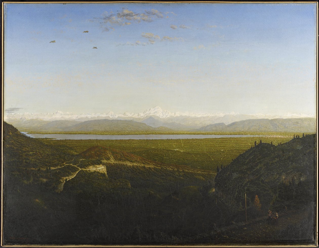 Blick auf den Mont Blanc, gesehen von La Faucille von Pierre Etienne Theodore Rousseau