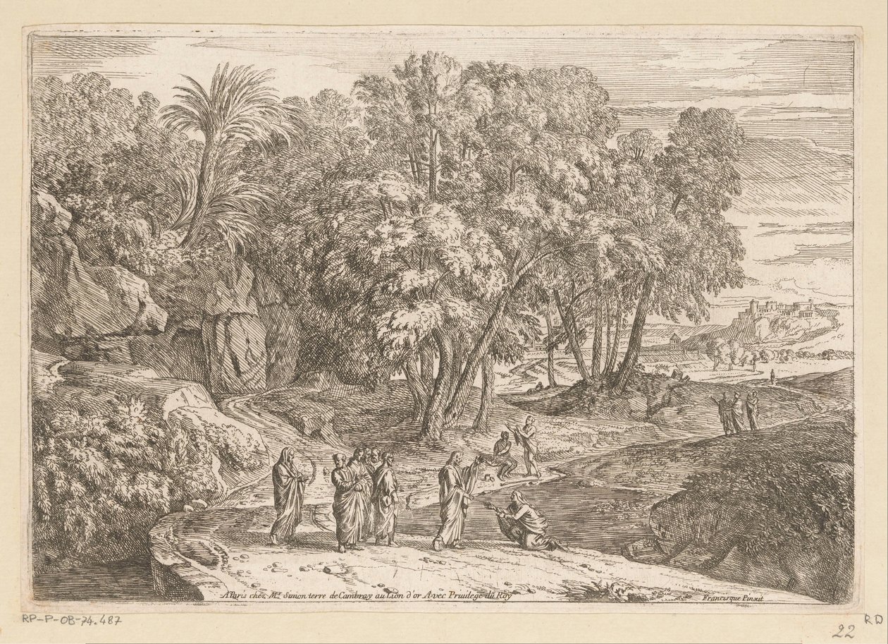 Arkadische Landschaft mit Christus und der kanaanäischen Frau von Théodore
