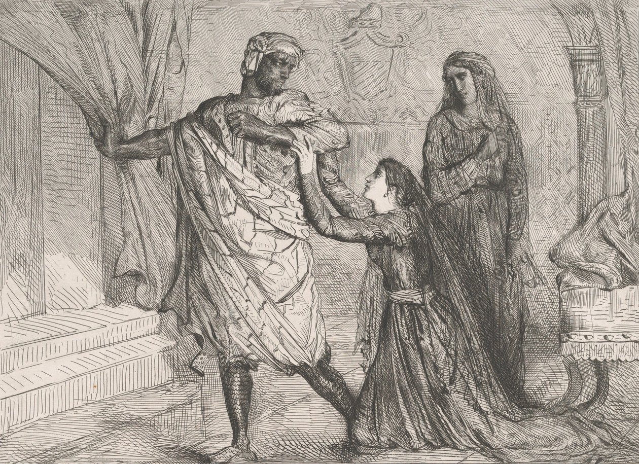Weg!: Platte 7 aus Othello Akt 3, Szene 4, geätzt 1844, nachgedruckt 1900 von Théodore Chassériau