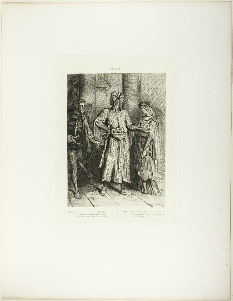 Ehrlicher Iago, Desdemona muss ich dir überlassen, Platte 4 (Akt 1, Szene 3), aus Othello von Théodore Chassériau