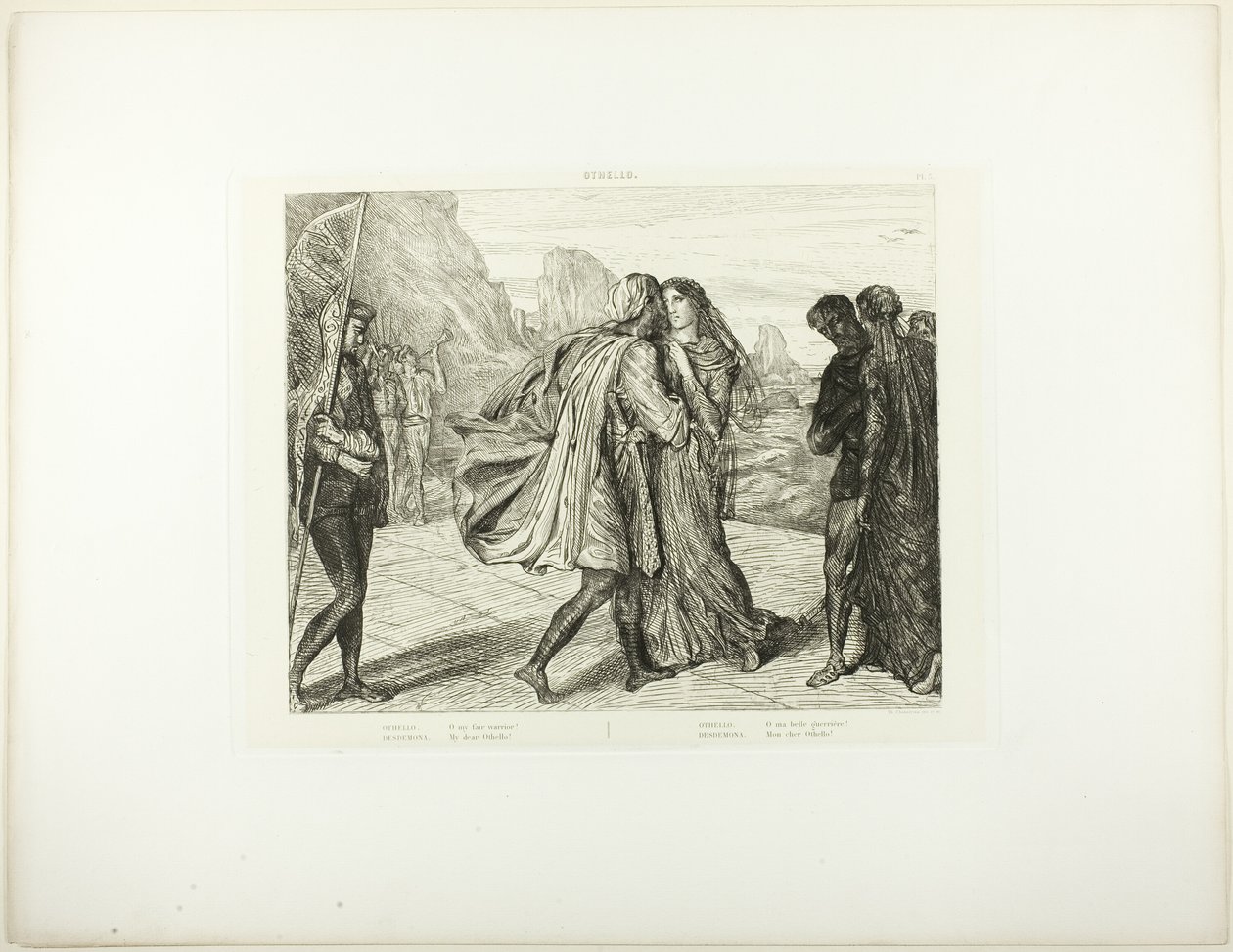 O mein schöner Krieger!, Platte 5 (Akt 2, Szene 1) aus Othello von Théodore Chassériau