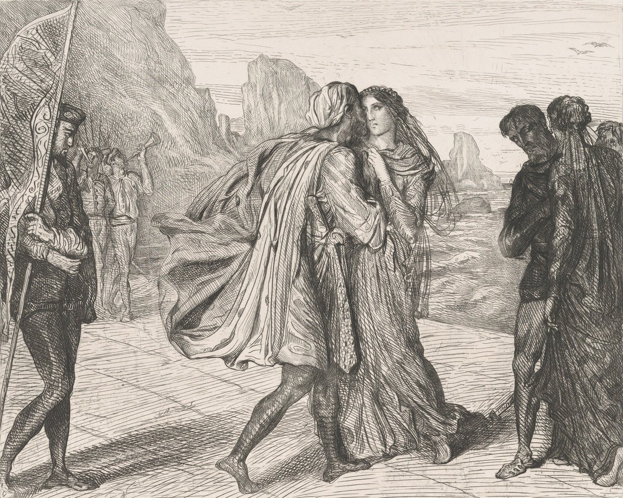 O mein schöner Krieger!: Platte 5 aus Othello Akt 2, Szene 1, geätzt 1844, nachgedruckt 1900 von Théodore Chassériau