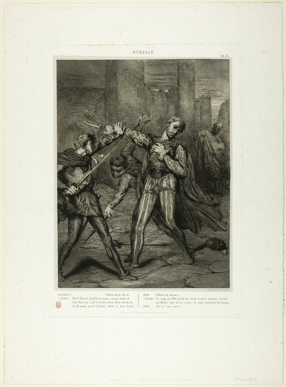 Schurke, du stirbst, Platte zehn aus Othello von Théodore Chassériau