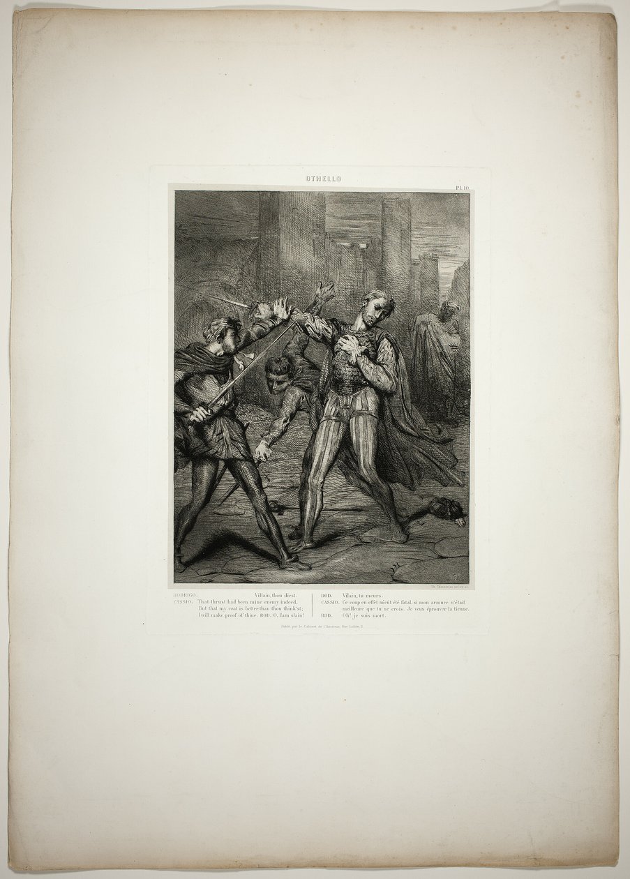 Schurke, du stirbst, Platte zehn aus Othello von Théodore Chassériau