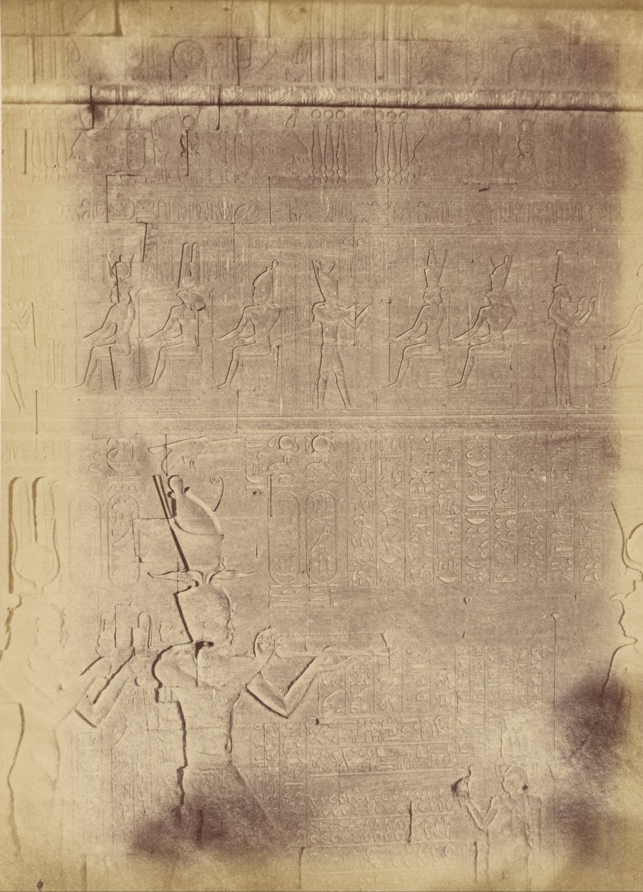 Nahaufnahme von Hieroglypheninschriften (wahrscheinlich vom Tempel von Edfu) von Théodule Devéria