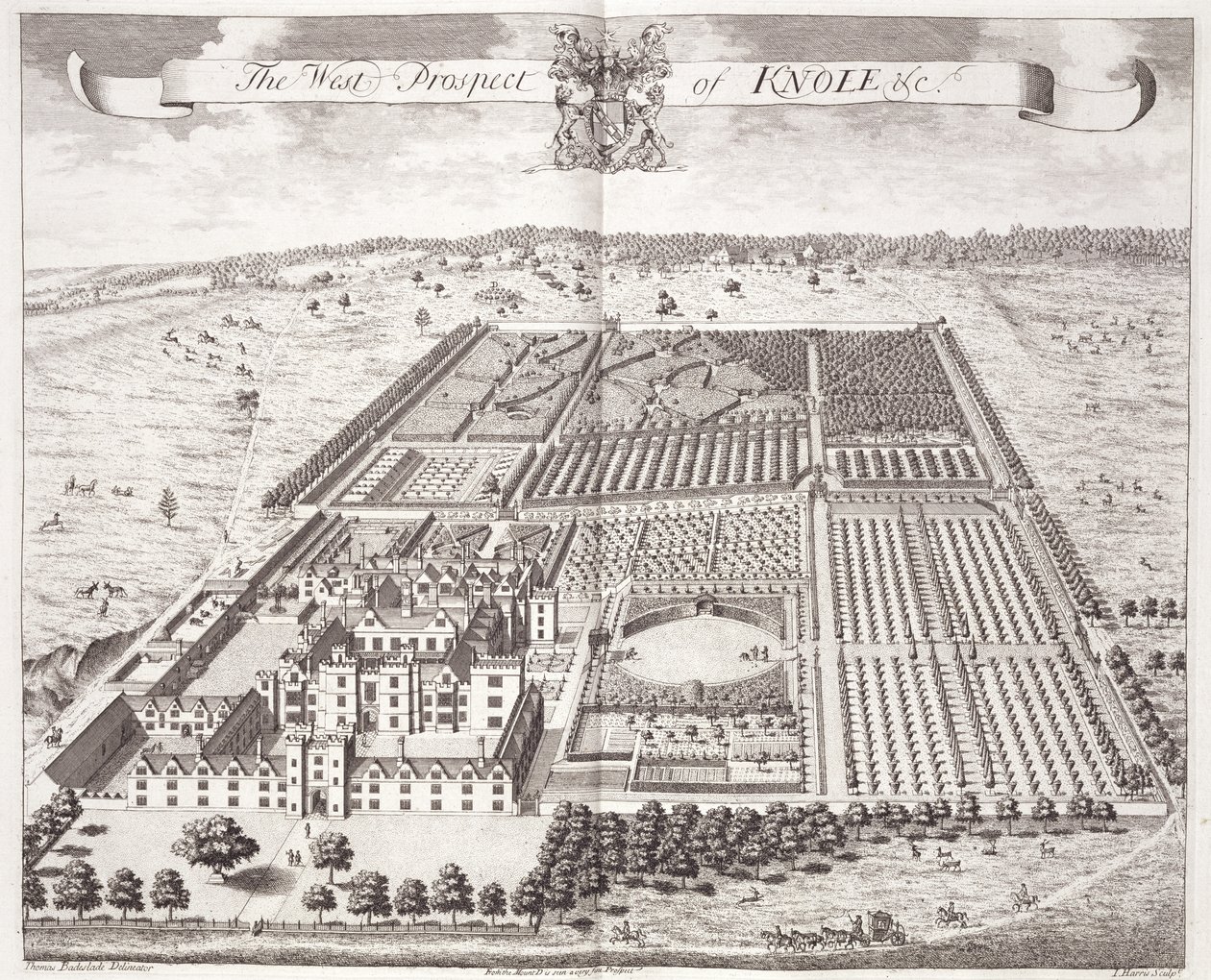 Die Westansicht von Knole, aus 