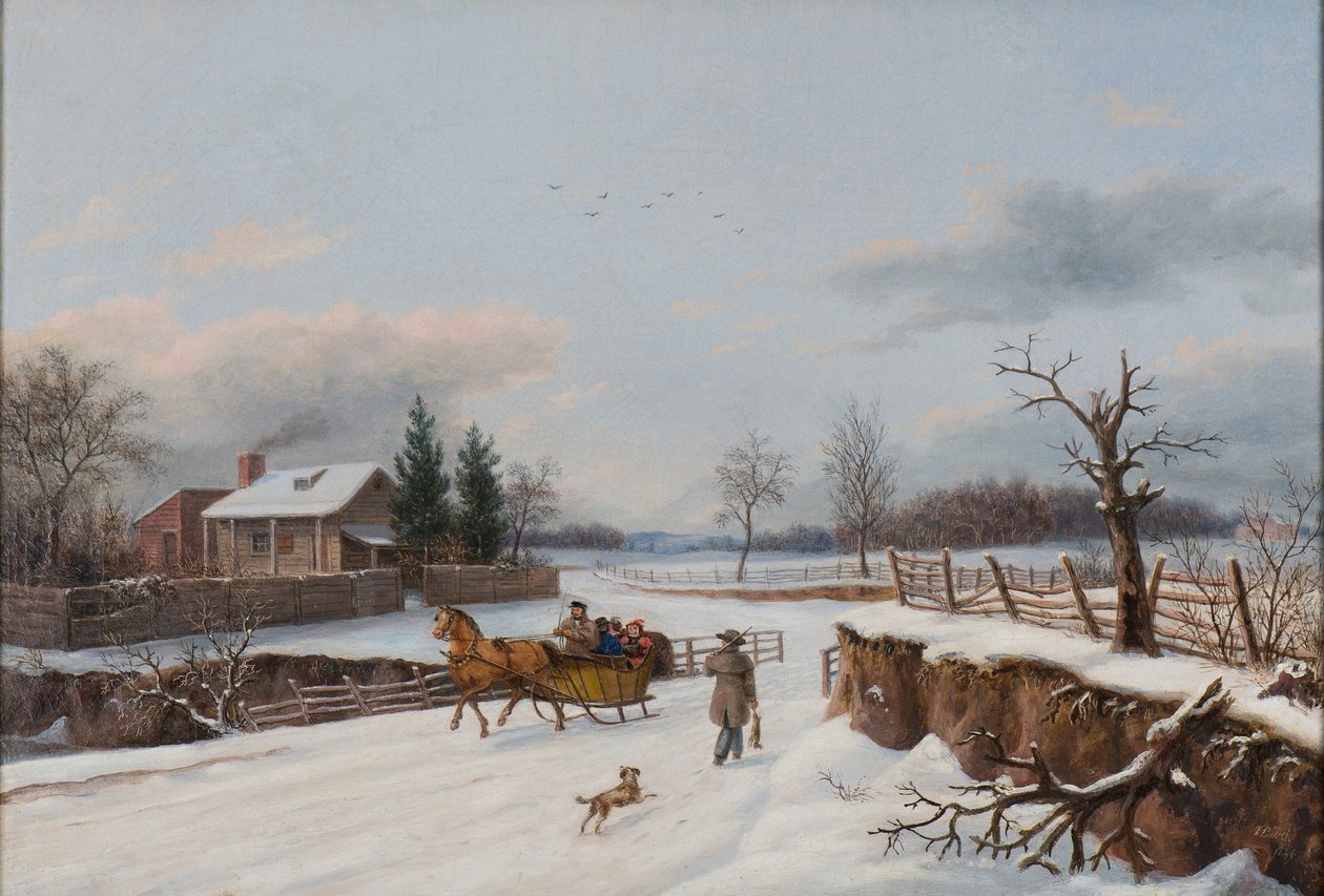 Schlittenfahrt bei Philadelphia, 1841 von Thomas Birch