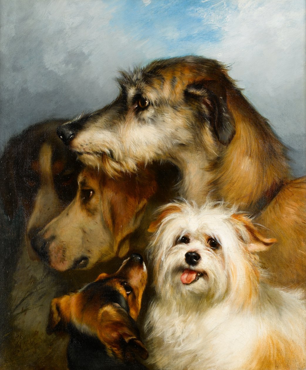 Ein Wolfshund und sportliche Begleiter, 1863 von Thomas Earl