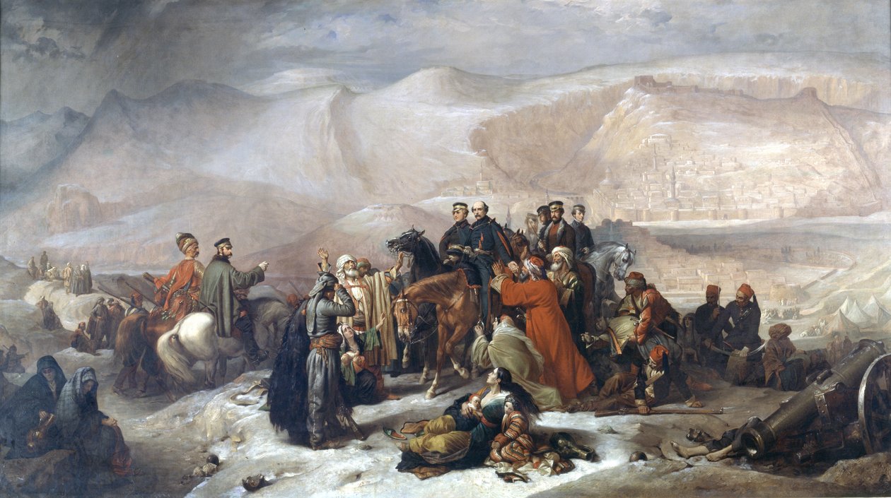 Die Kapitulation von Kars während des Krimkriegs am 28. November 1855, um 1860 von Thomas Jones