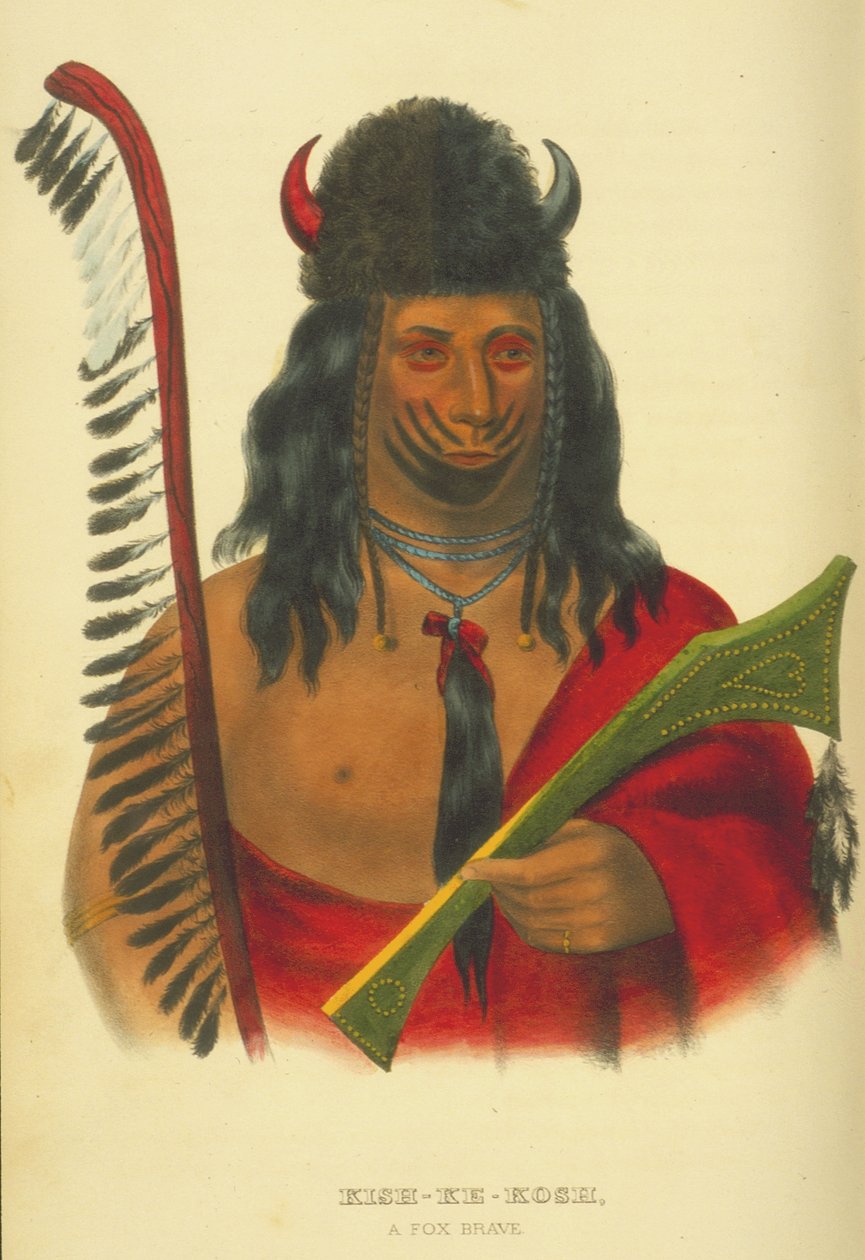 Kish-Ke-Kosh, ein mutiger Fuchs, 1848 (handkolorierte Lithographie) von Thomas Loraine McKenney