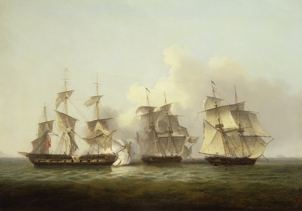 HMS Gore im Gefecht mit den französischen Briggs Palinure und Pilade von Thomas Luny
