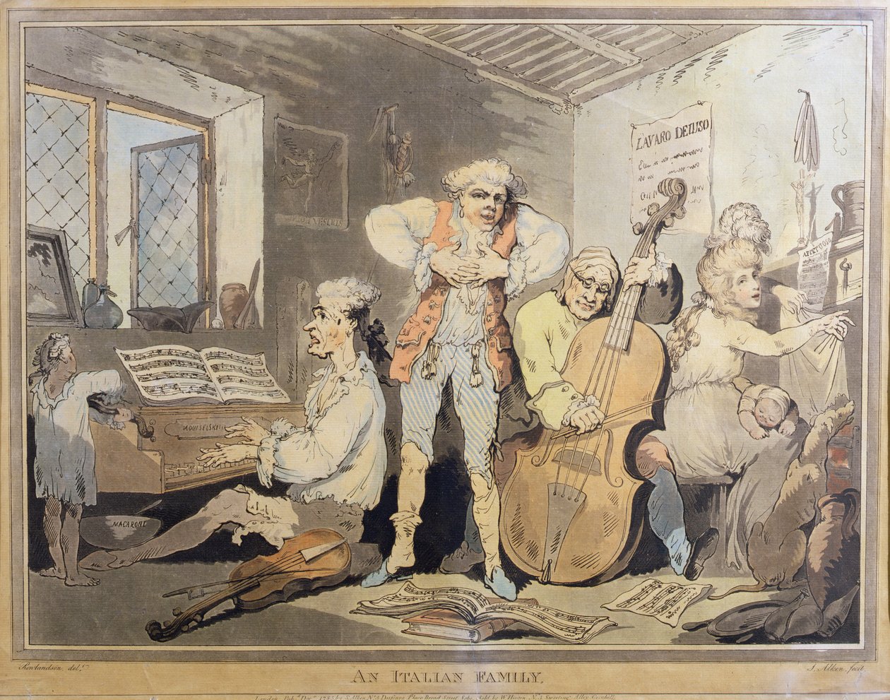 Eine italienische Familie, graviert von Samuel Alken (1756-1815), 1785 (Paar von 84562) von Thomas Rowlandson