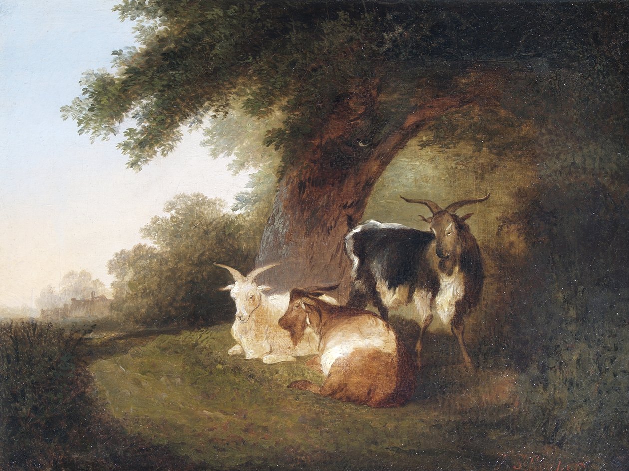 Drei Ziegen in einer Landschaft, 1848 von Thomas Sidney Cooper