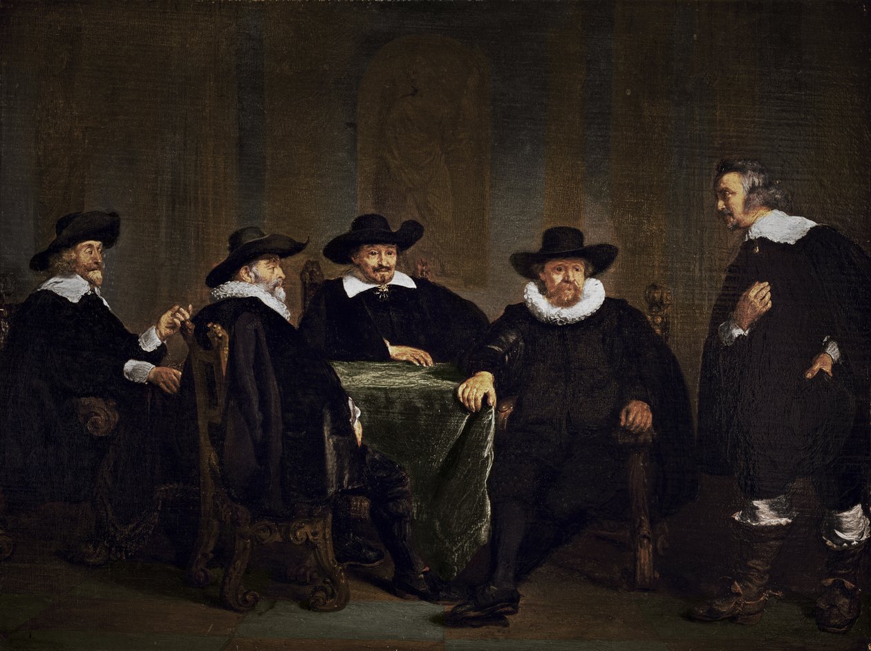 Die vier Bürgermeister von Amsterdam erfahren von der Ankunft von Maria de’ Medici am 1. September 1638 von Thomas de Keyser