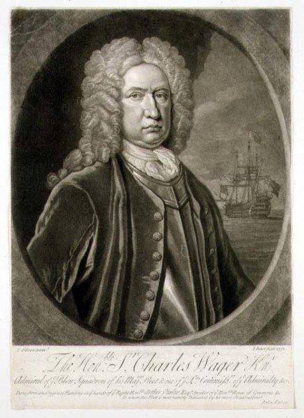 Porträt von Sir Charles Wager (1666-1743) Admiral des Blauen Geschwaders, graviert von John Faber (1684-1756) 1732 von Thomas (after) Gibson