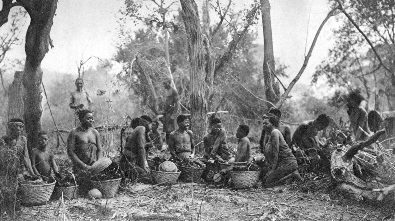 Einheimische Frauen mit Körben voller Nilpferdfleisch, Karoo, Südafrika von Thomas A. Glover