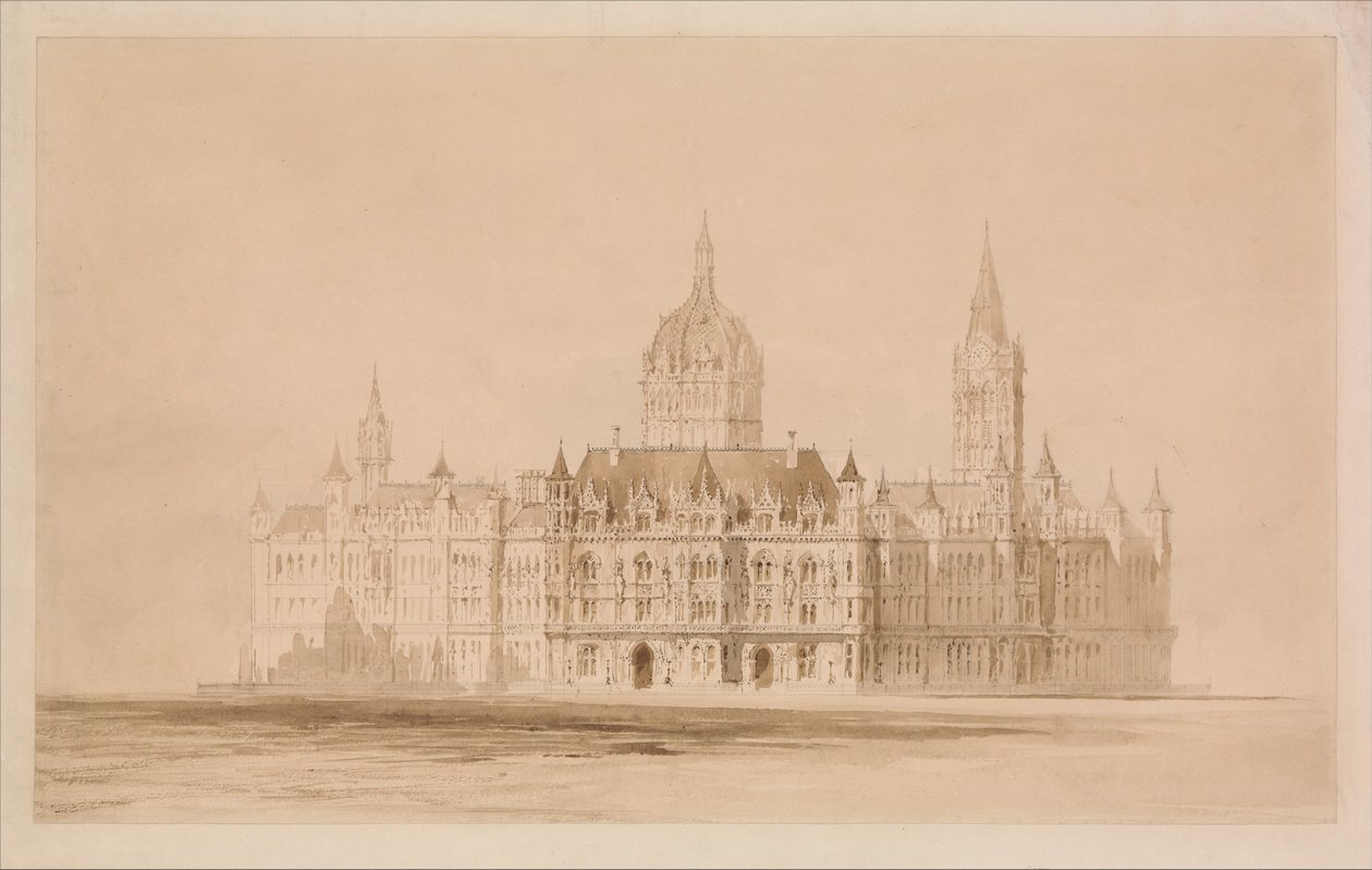 Wettbewerbsentwurf für das Rathaus von Manchester von Thomas Allom