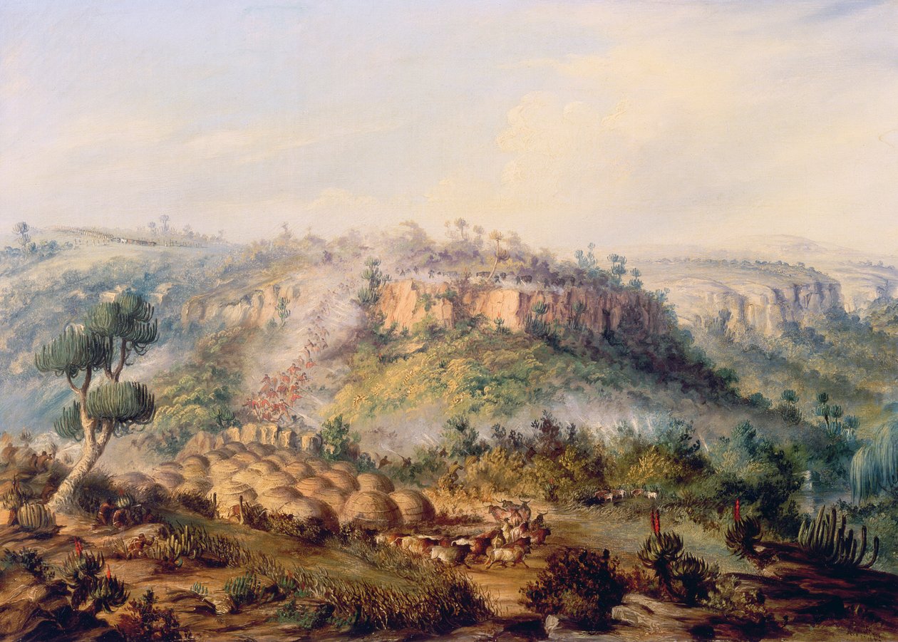 Angriff auf Stocks Kraall im Fish River Bush von Thomas Baines
