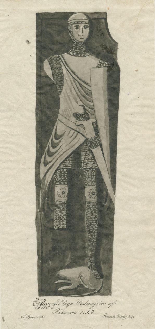Mavesyn Ridware - Grab von Hugo Mavesyn: Sepia und Tuschzeichnung, undatiert [?spätes 18. Jh.] von Thomas Barrett