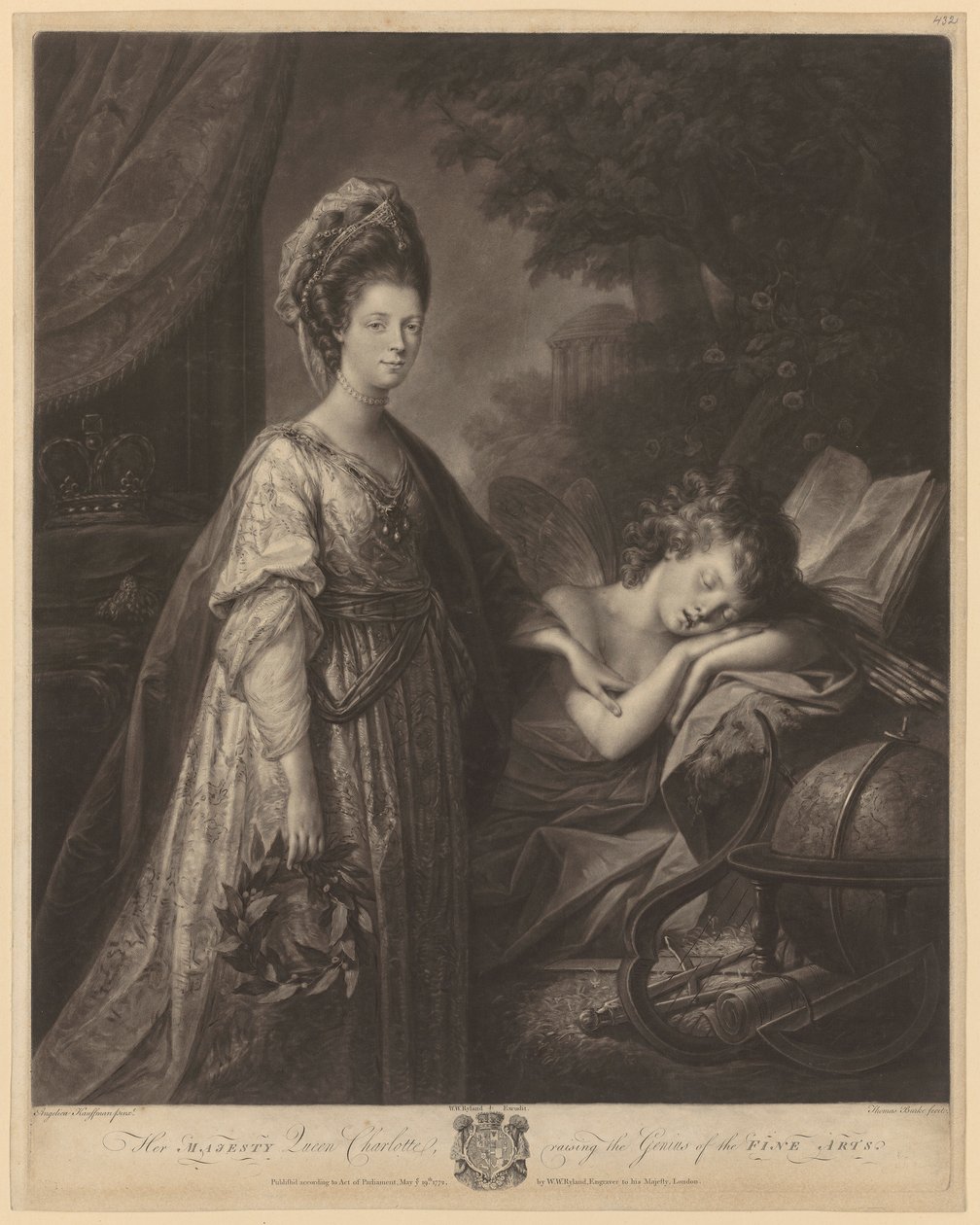 Königin Charlotte erweckt den Genius der schönen Künste von Thomas Burke