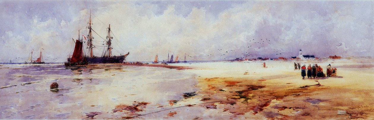Fischerleute am Katwyk-Strand von Thomas Bush Hardy