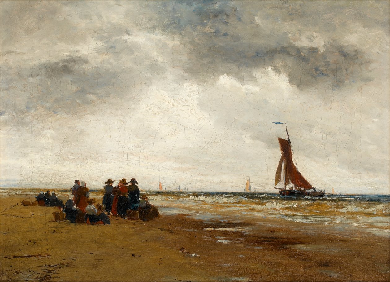 Warten auf die Rückkehr der Fischerboote, Holland von Thomas Bush Hardy