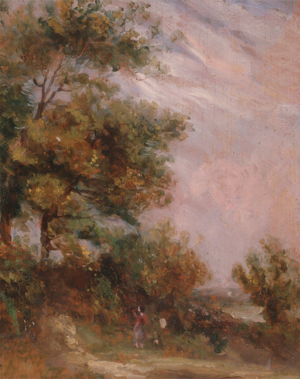 Landschaft mit Bäumen und einer Figur von Thomas Churchyard