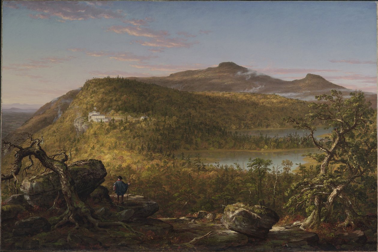 Ansicht der beiden Seen und des Mountain House, Catskill Mountains, Morgen von Thomas Cole