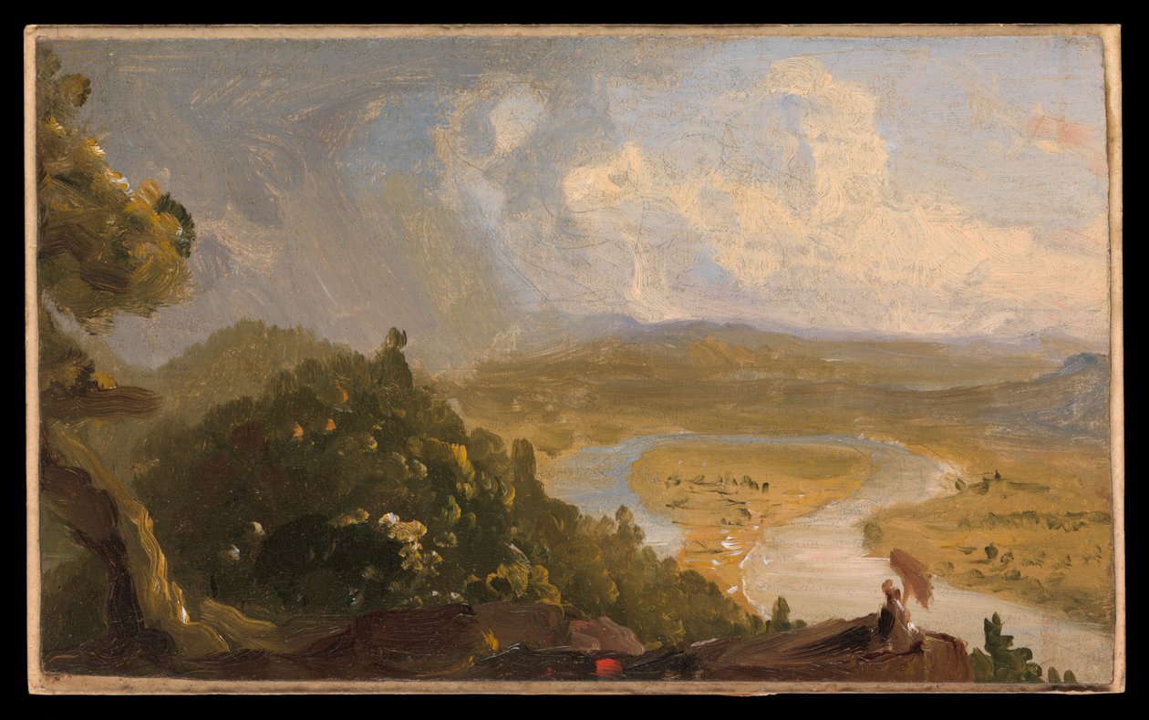 Skizze für Blick vom Mount Holyoke, Northampton, Massachusetts, nach einem Gewitter (The Oxbow) von Thomas Cole