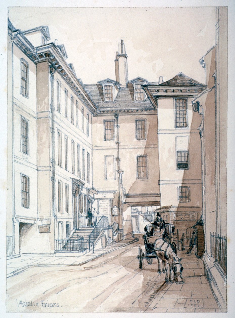 Austin Friars Street, City of London, 1851 von Thomas Colman Dibdin