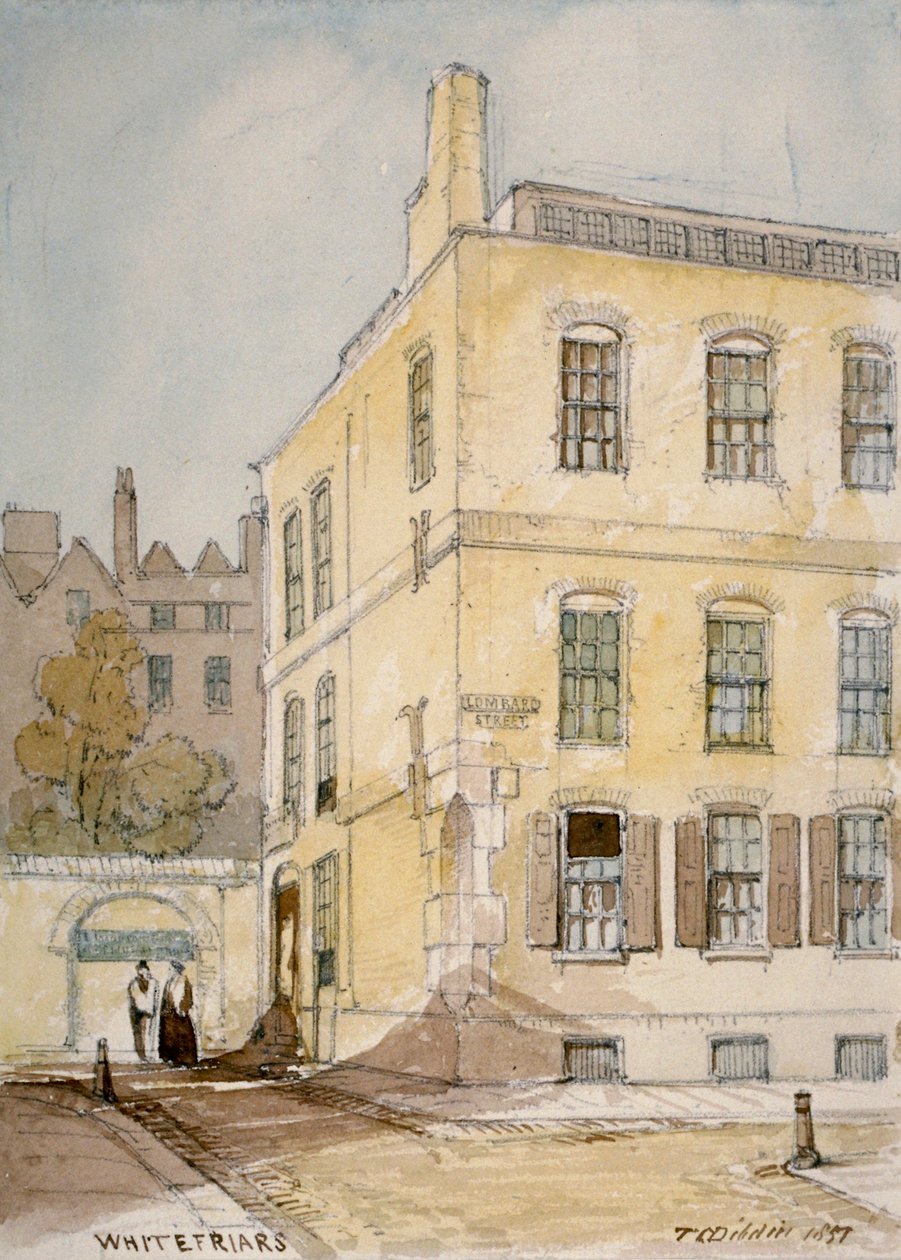 Ansicht von Whitefriars, Ecke Lombard Street, City of London, 1851 von Thomas Colman Dibdin