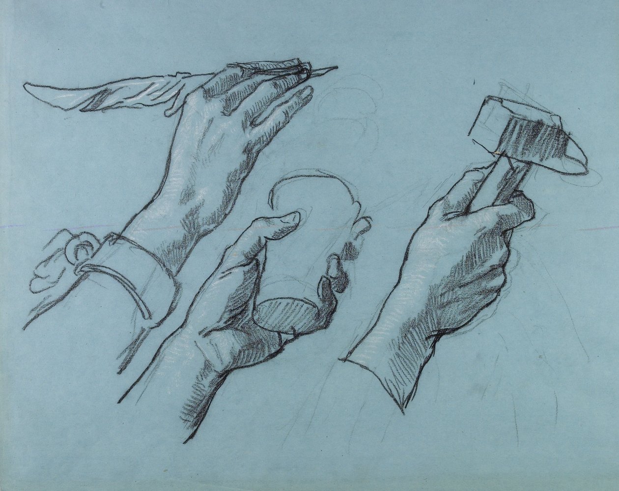 Trois Etudes de Mains (Drei Studien von Händen), ca. 1876 von Thomas Couture