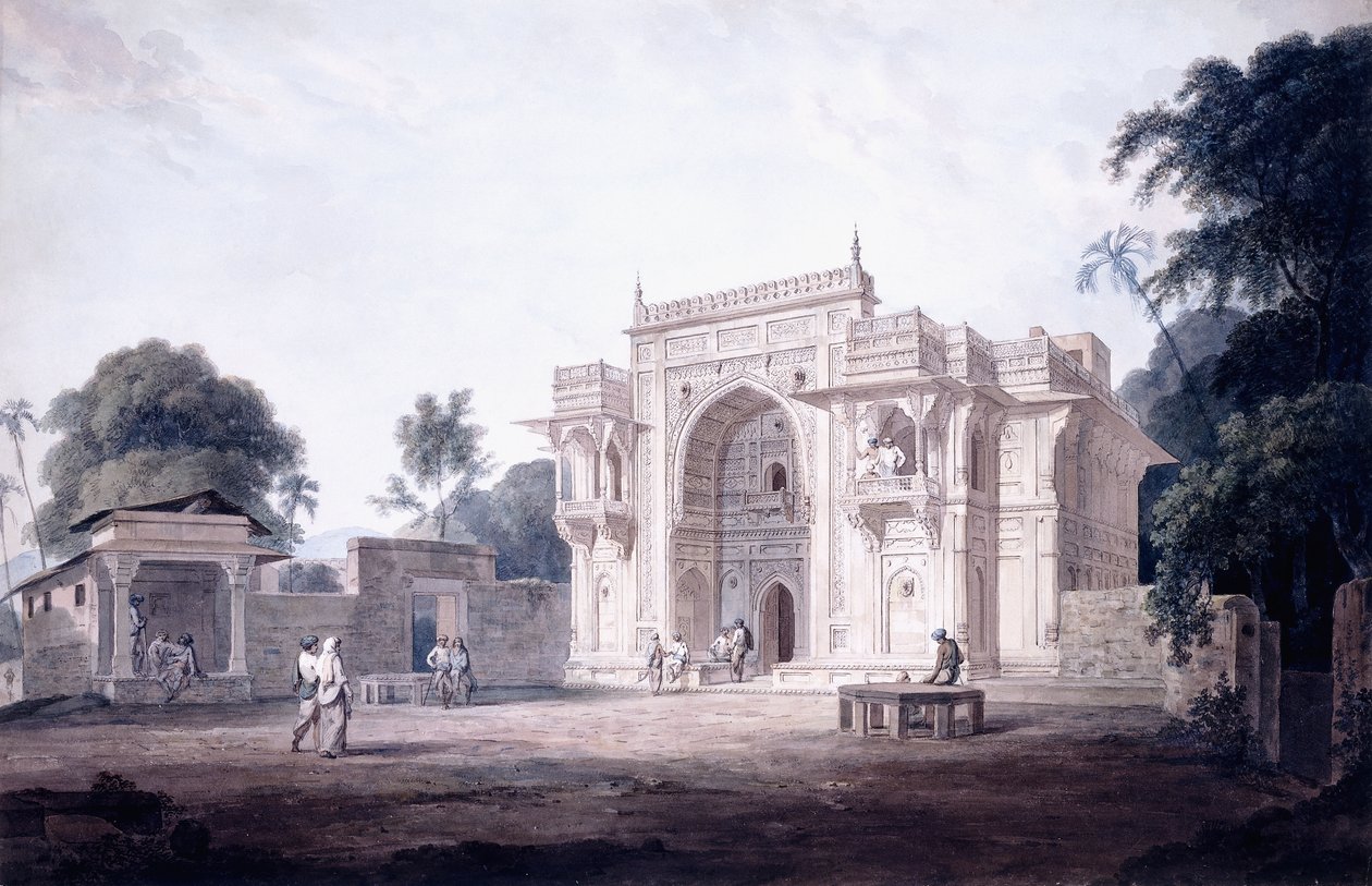 Ein Tor, das zu einer Moschee führt, Chunargarh, Uttar Pradesh, ca. 1789-90 von Thomas Daniell