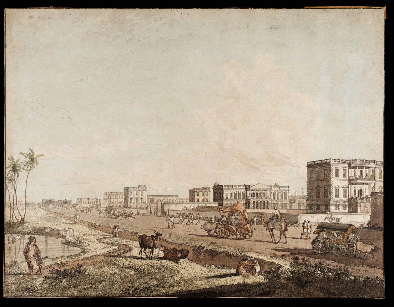 Die neuen Gebäude in Chouringhee aus Ansichten von Kalkutta, 1787 von Thomas Daniell