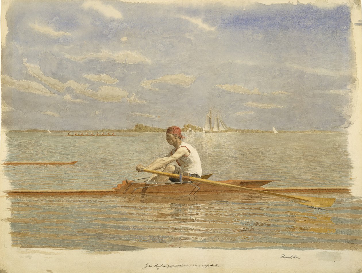 John Biglin in einem Einer-Skiff, ca. 1873 von Thomas Eakins