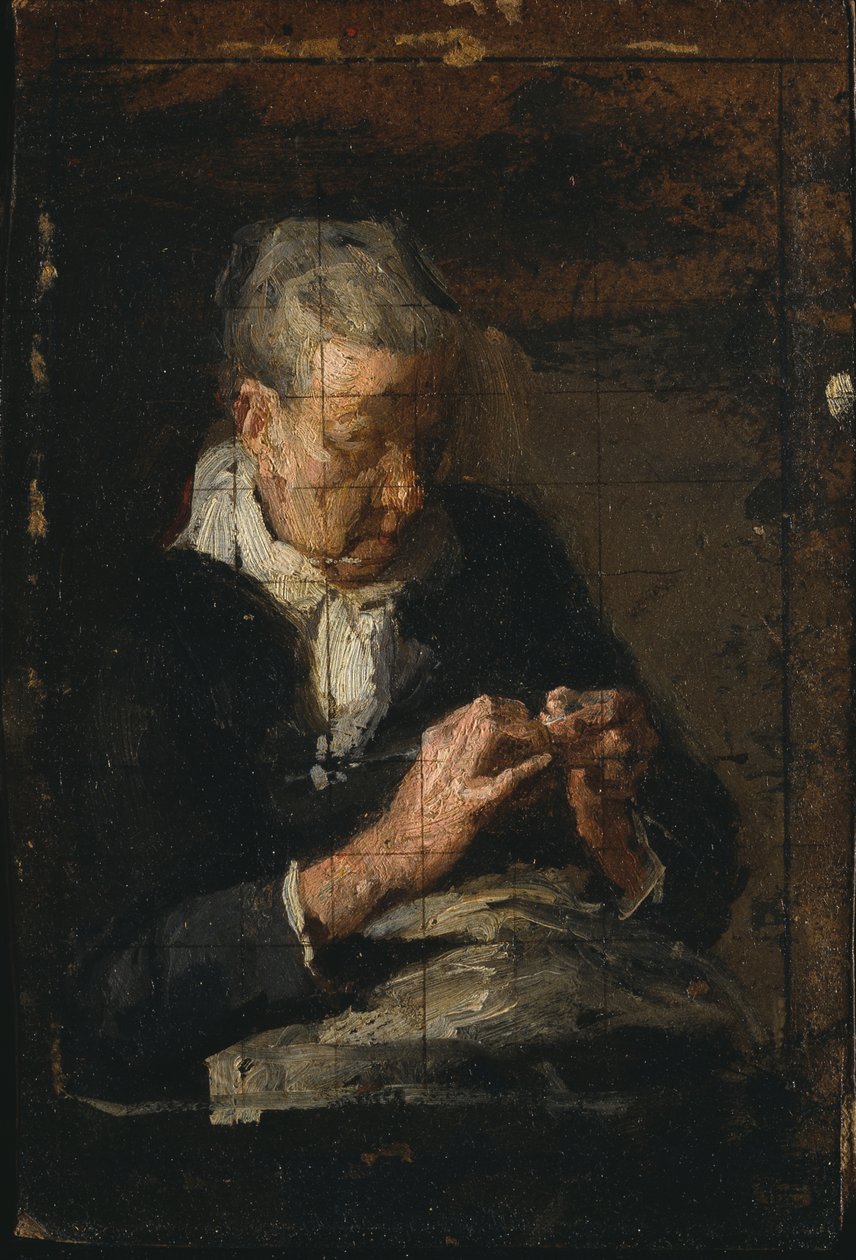Frau beim Stricken von Thomas Eakins