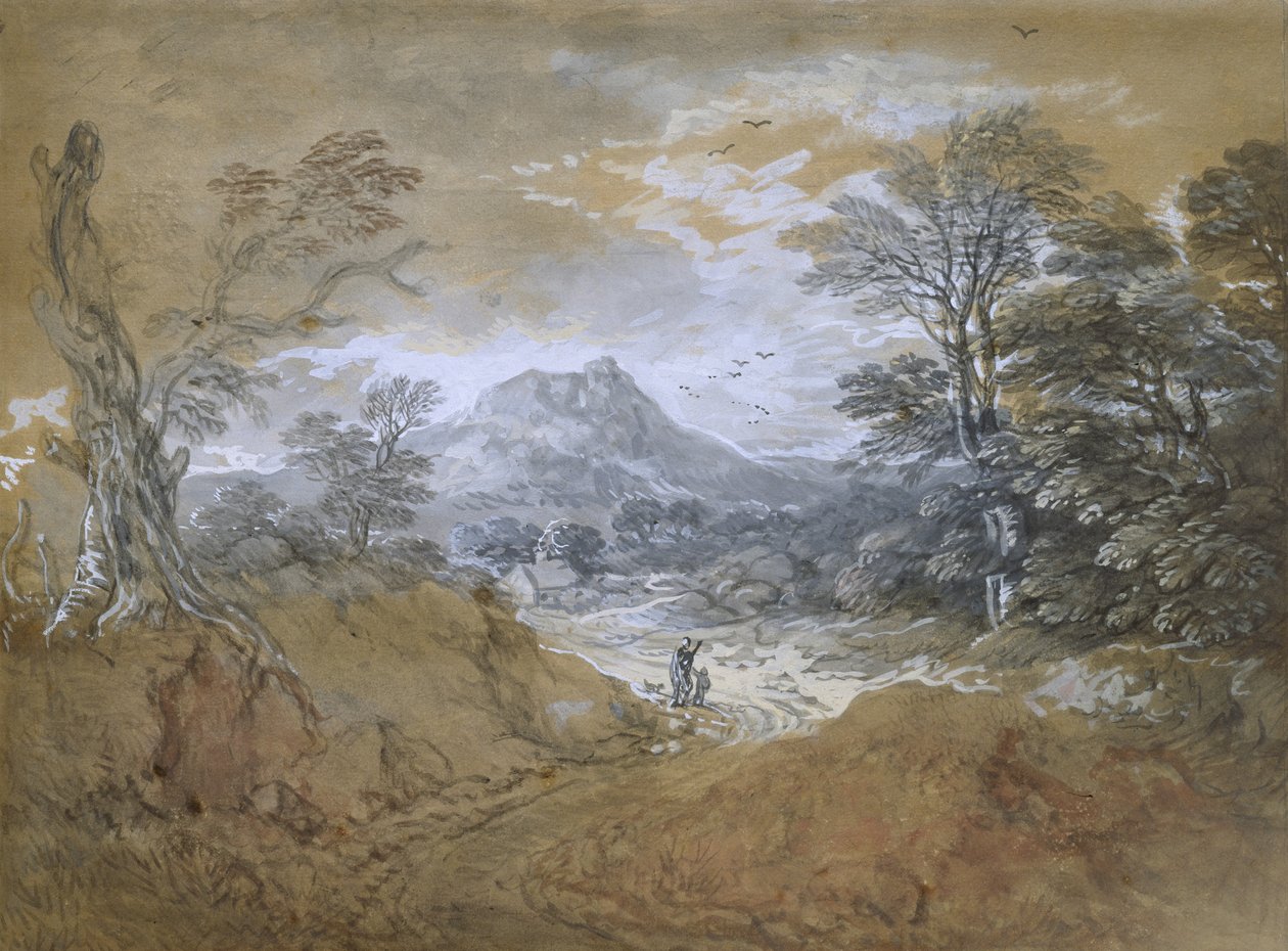 Landschaft mit einer Straße am Waldrand von Thomas Gainsborough