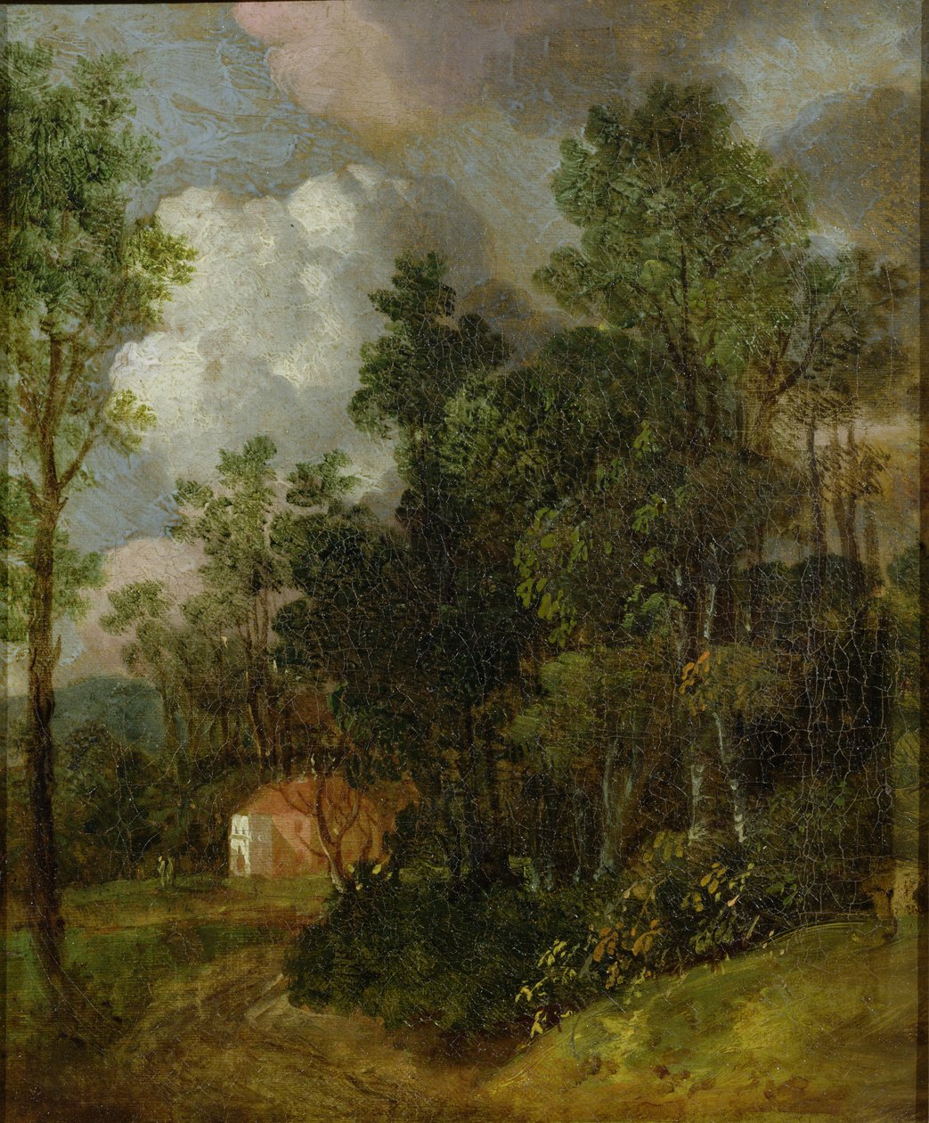 Waldlandschaft mit Landhaus und zwei Figuren von Thomas Gainsborough