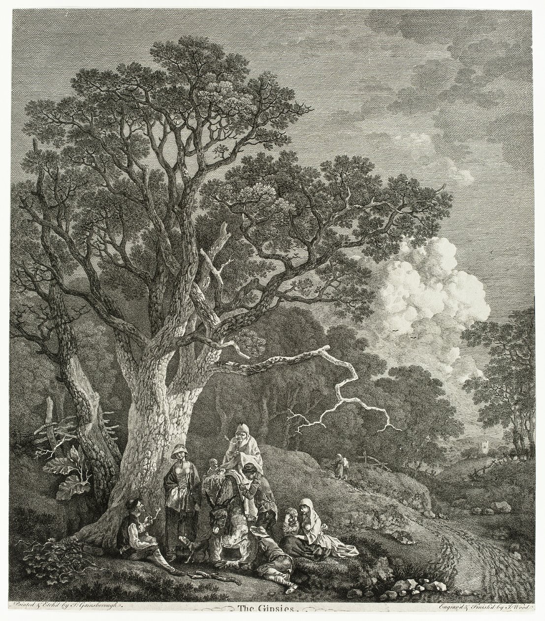 Waldlandschaft mit Zigeunern um ein Feuer versammelt von Thomas Gainsborough