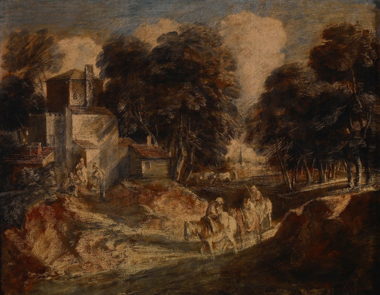 Waldlandschaft mit berittenen Bauern von Thomas Gainsborough