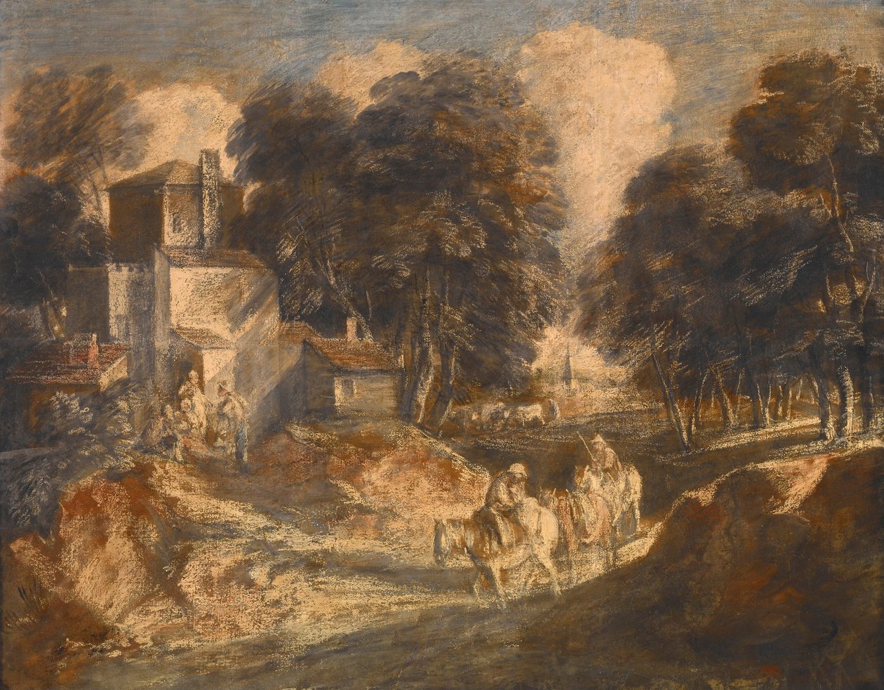 Waldlandschaft mit berittenen Bauern von Thomas Gainsborough