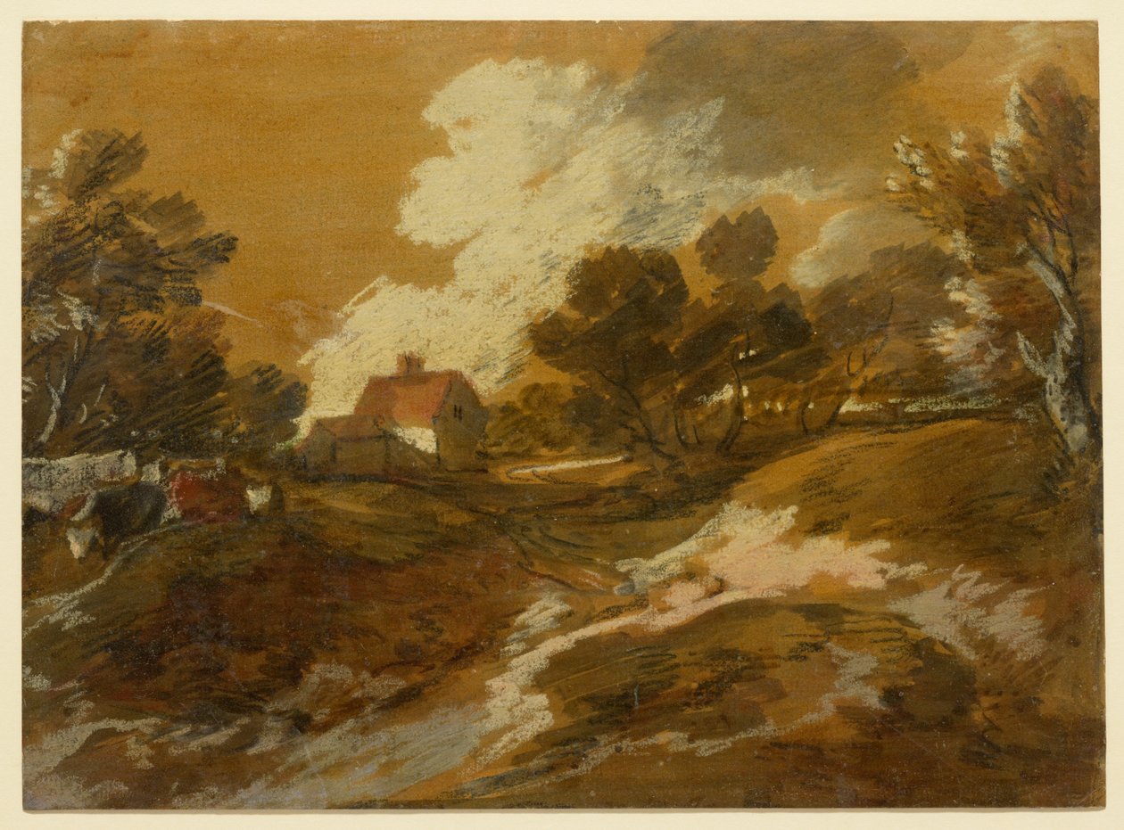 Waldlandschaft mit Hütte und Kühen von Thomas Gainsborough