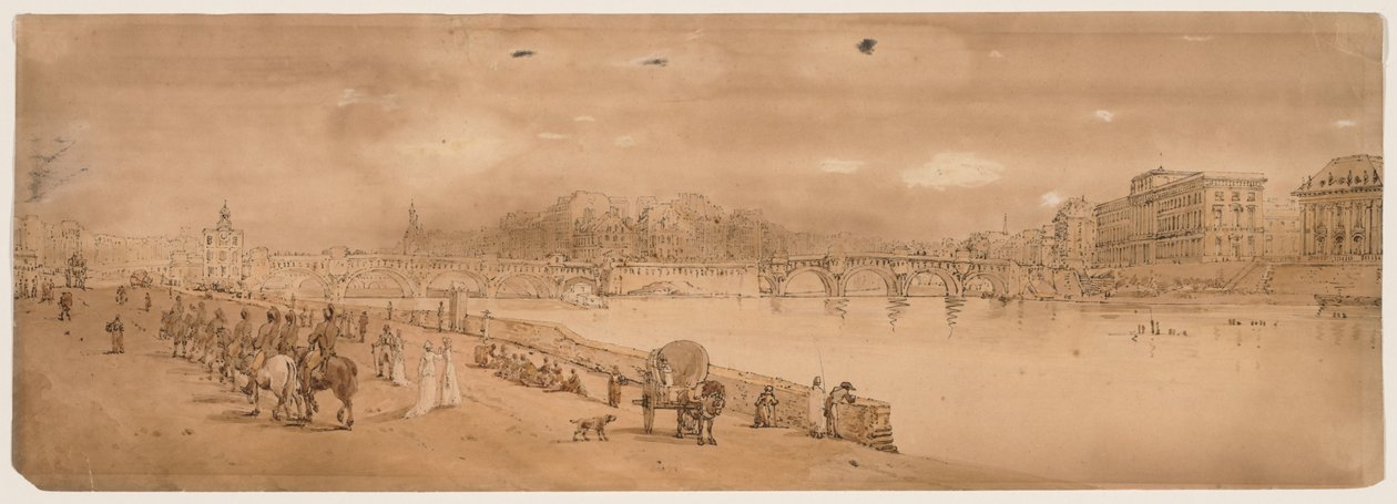 Eine Auswahl von zwanzig der malerischsten Ansichten in Paris: Ansicht von Pont Neuf und der Münze von Thomas Girtin