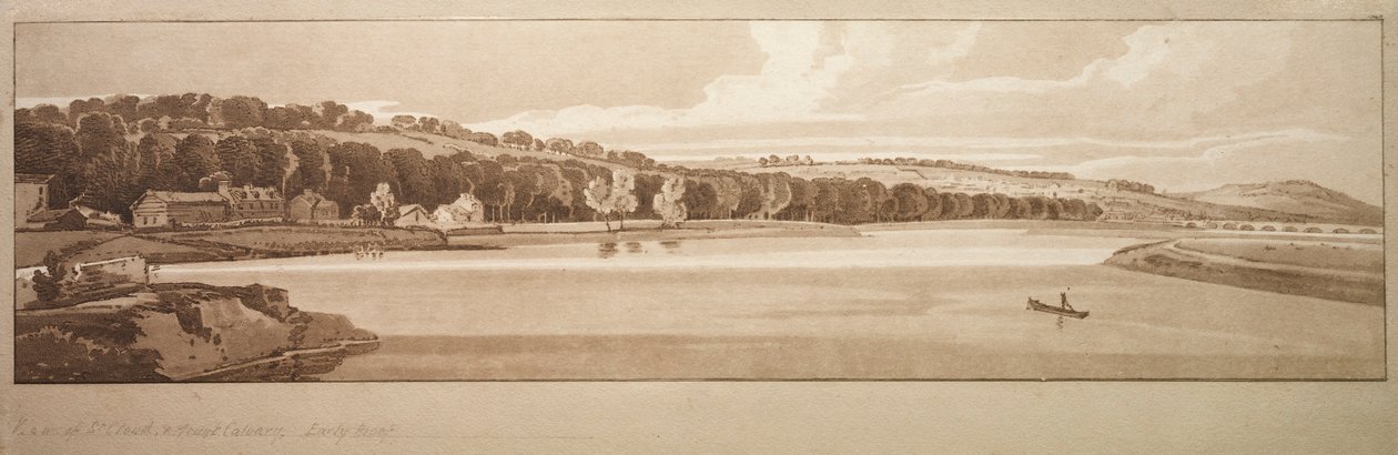 Eine Auswahl von zwanzig der malerischsten Ansichten in Paris: Blick auf St. Cloud..., 1802 von Thomas Girtin