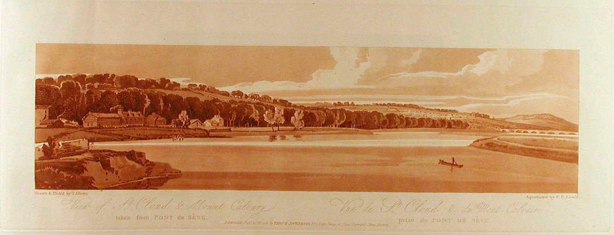 Ansicht von St. Cloud & Mount Cavalry vom Pont de Sèvres aus von Thomas Girtin