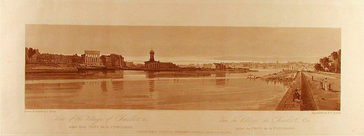 Ansicht des Dorfes Chaillot &c vom Pont de la Concorde aus gesehen von Thomas Girtin