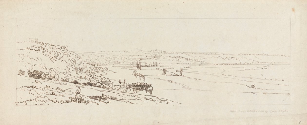 Ansicht der Wasserwerke in Marly und St. Germain-en-Laye in der Ferne von Thomas Girtin