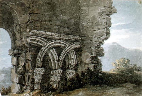 Nr.3204 Sächsische Kapitelle in den Mauern der Kirche des Hospizes St. James, Dunwich, Suffolk von Thomas Hearne